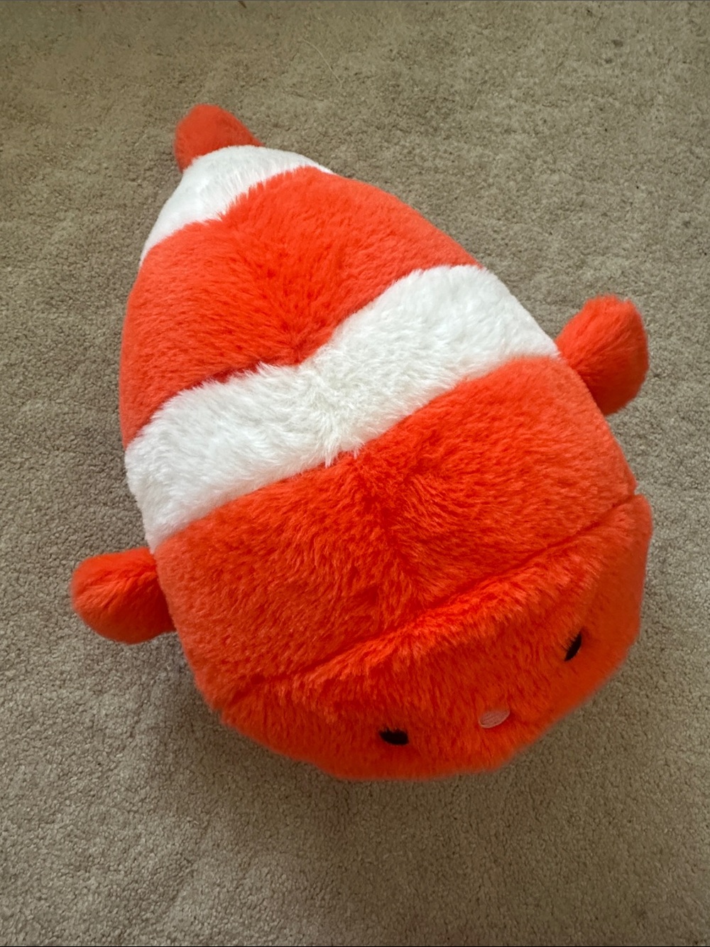 Plush Orange & White Clownfish Pet Toy - Soft Fish Cushion